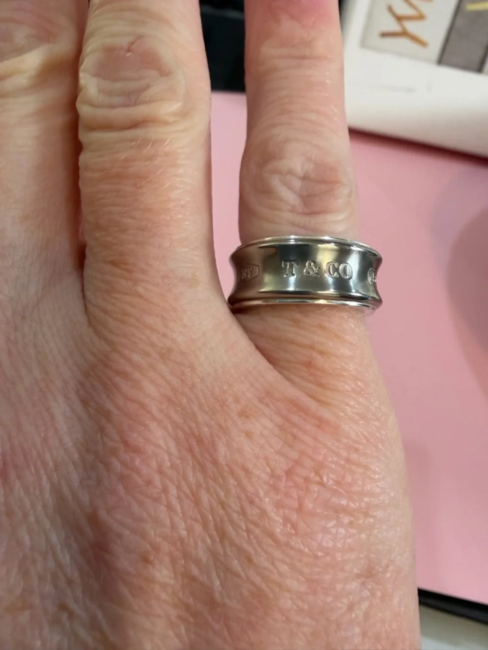 💍Tiffany & Co. 1837 Concave Vintage Sterling Silver 925 & Titanium Ring Sz 4.5 🎀